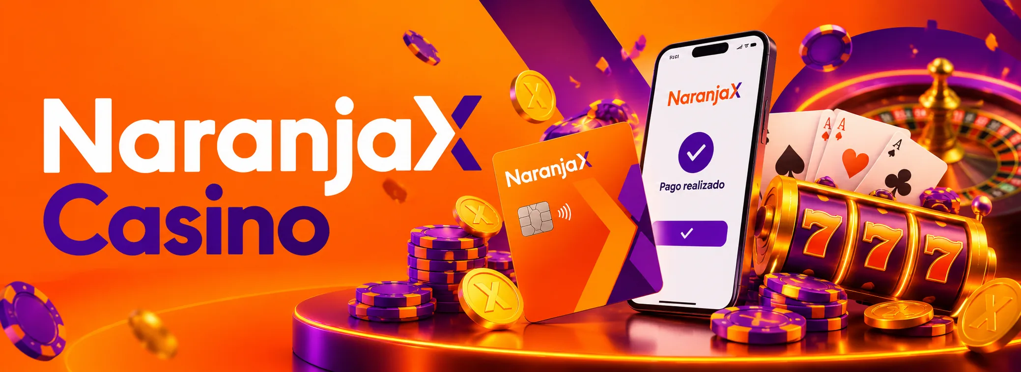 Banner de bienvenida de Naranja X Casino con el bono de $400.000 ARS y 200 giros gratis